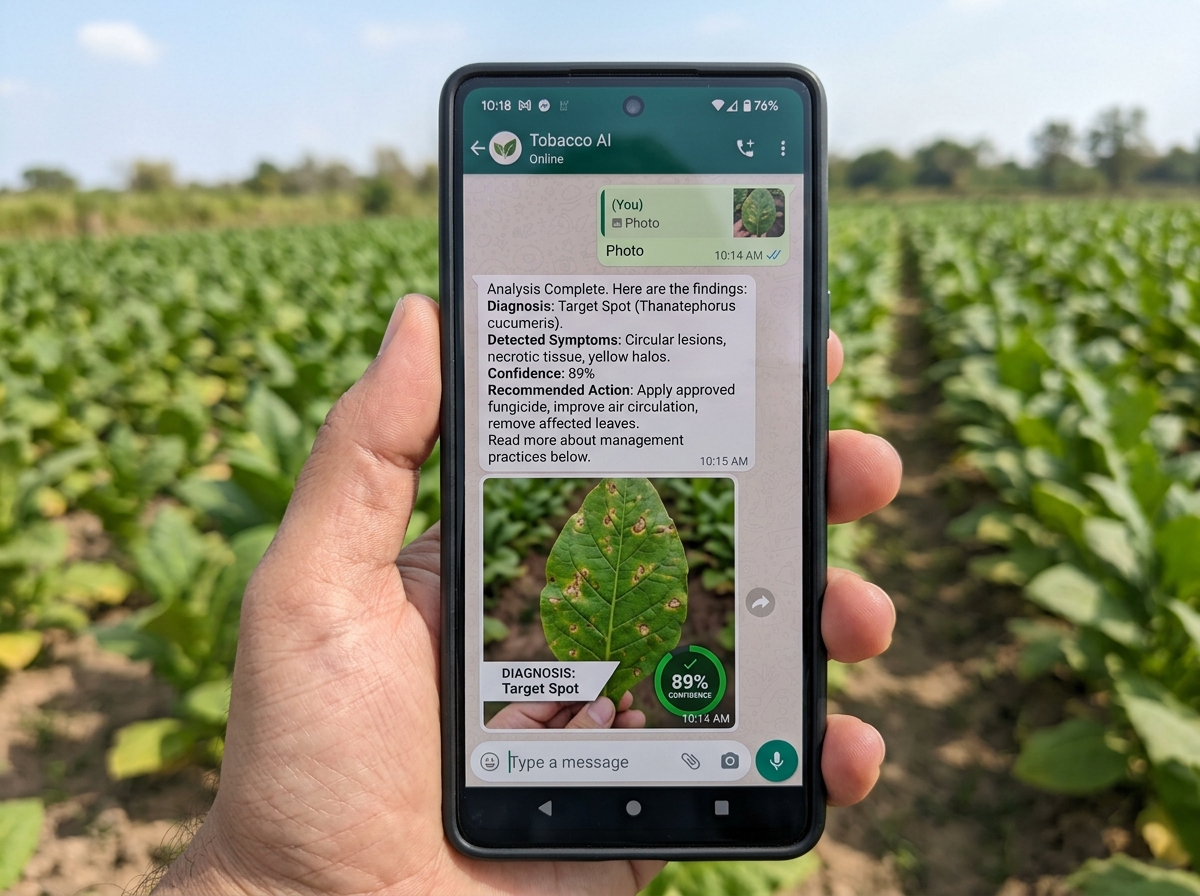 Tobbaco AI crop disease diagnosis WhatsApp bot